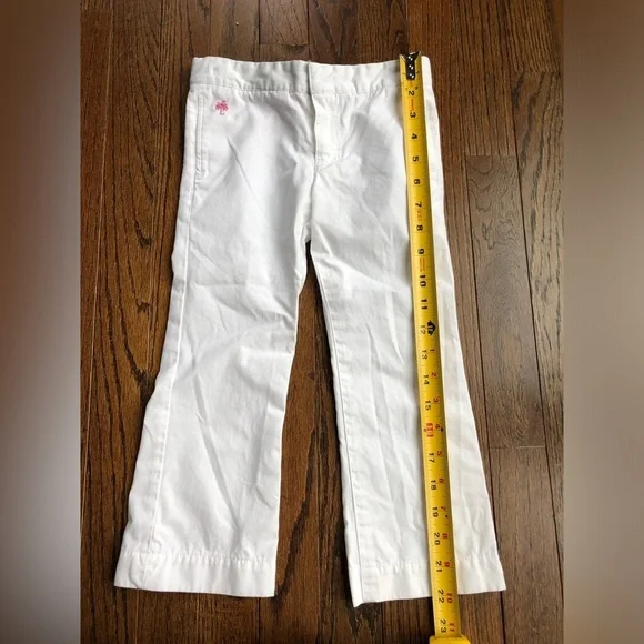 Lilly Pulitzer Girls 4 White Khaki Flare Leg 100% Cotton Pants - EUC! - Picture 7 of 12